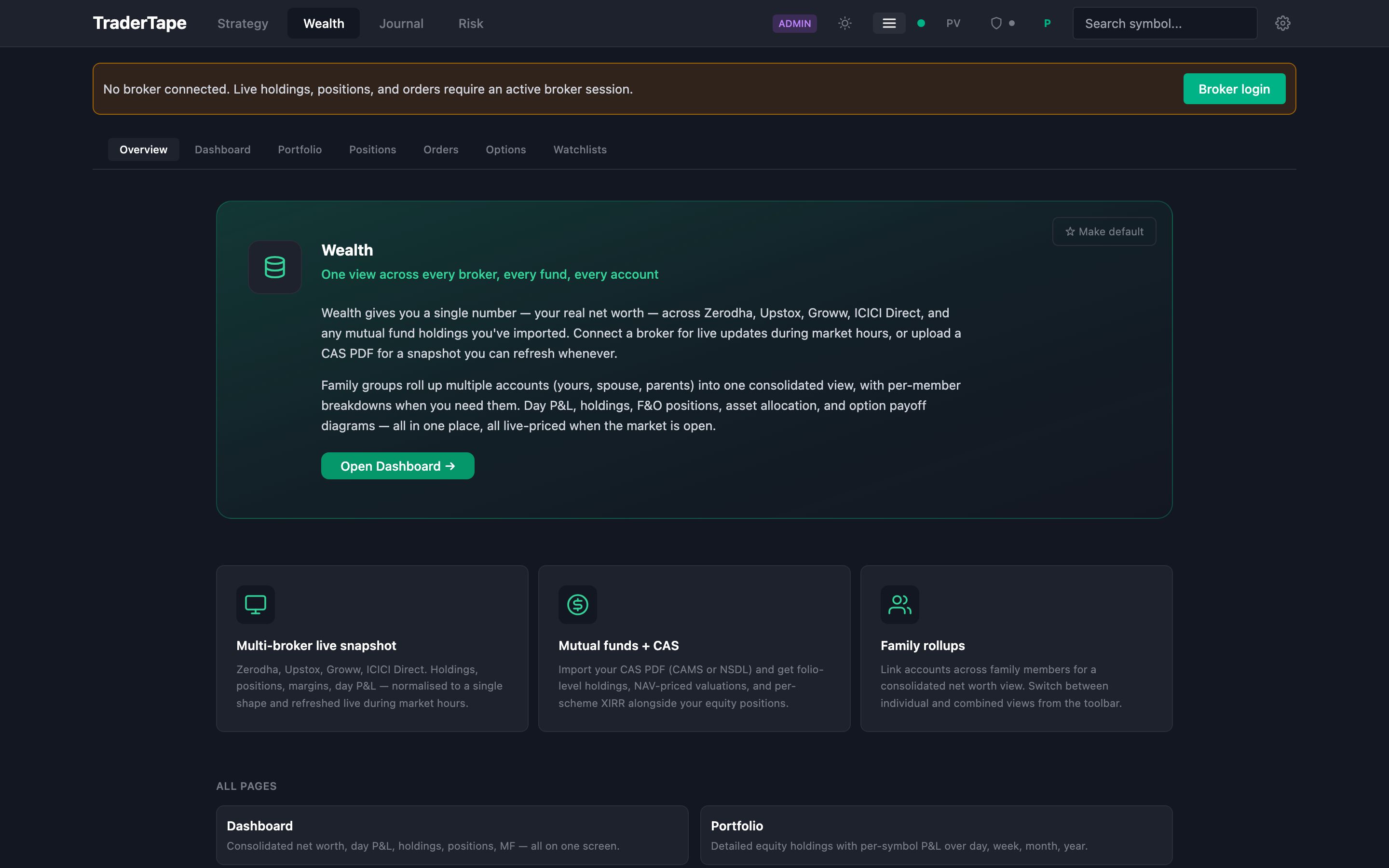 Wealth product landing page